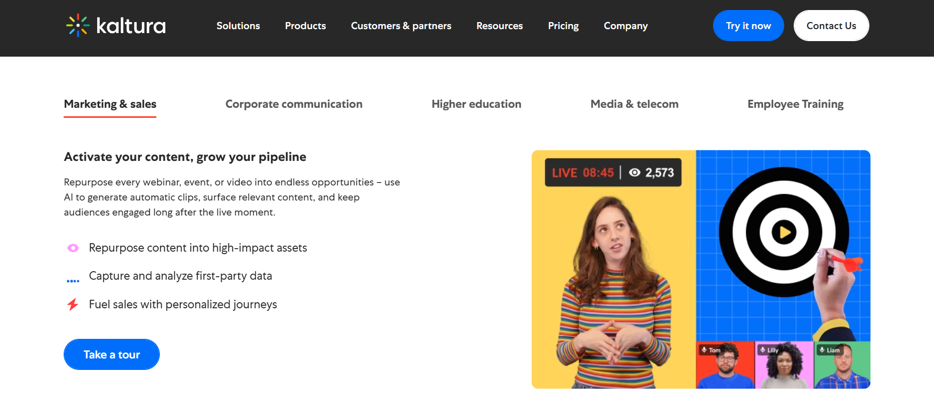 an image of Kaltura homepage