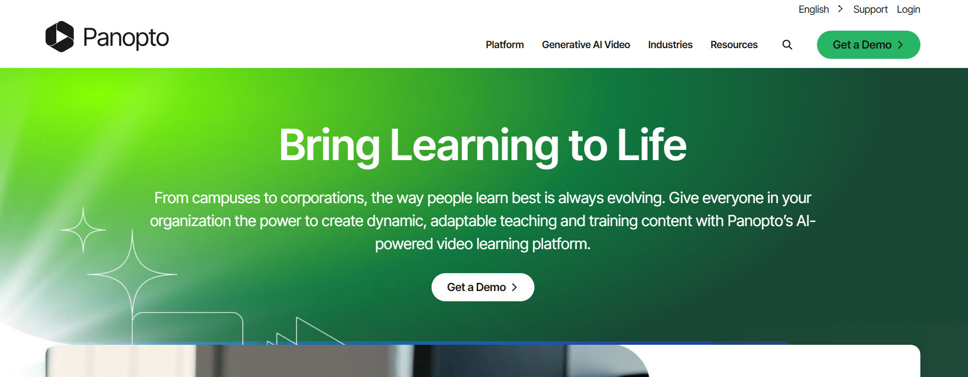 an image of Panopto website