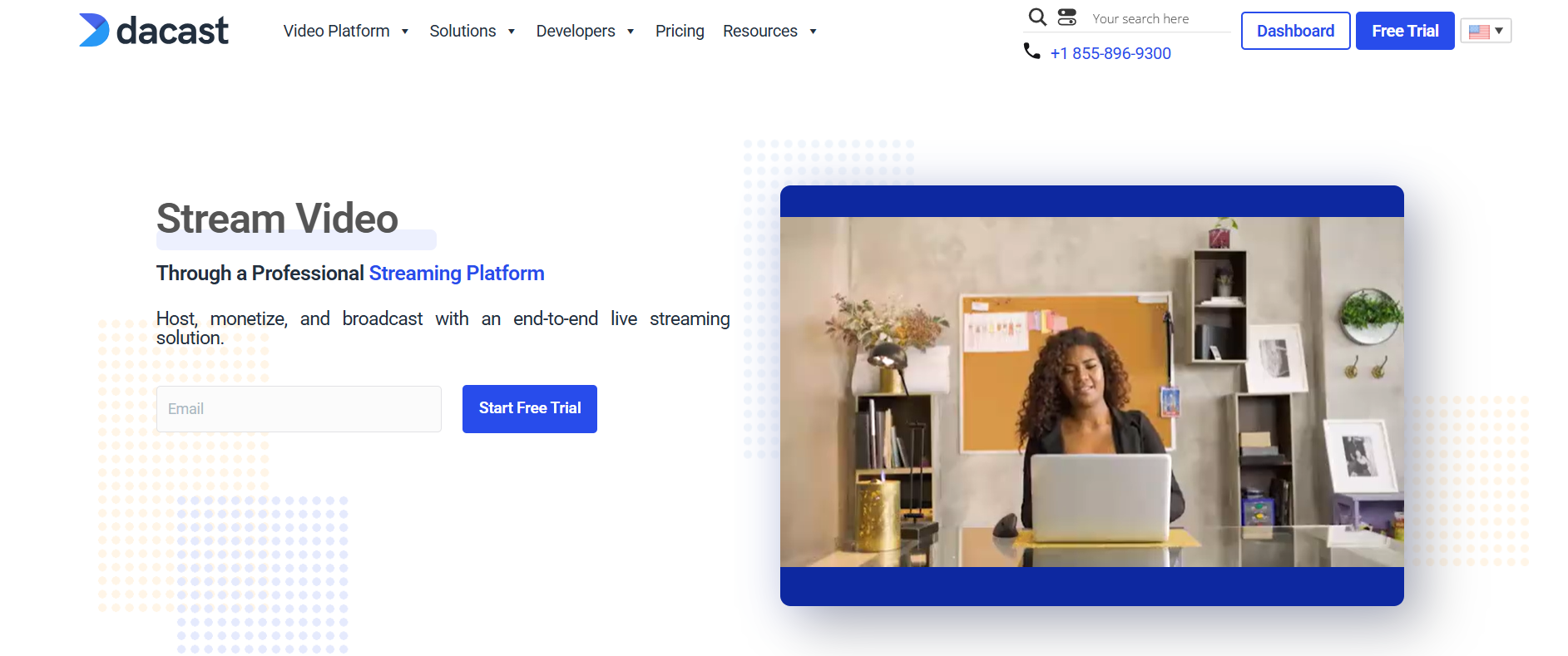 An image of Dacast website