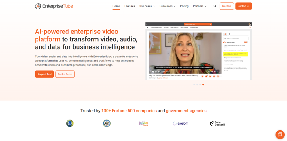 A picture of EnterpriseTube's website