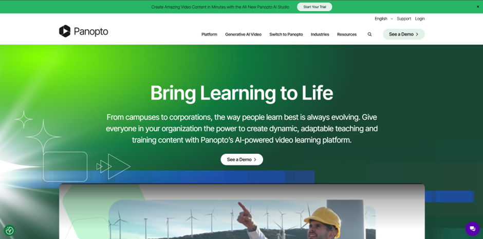 a screenshot of panoptos website