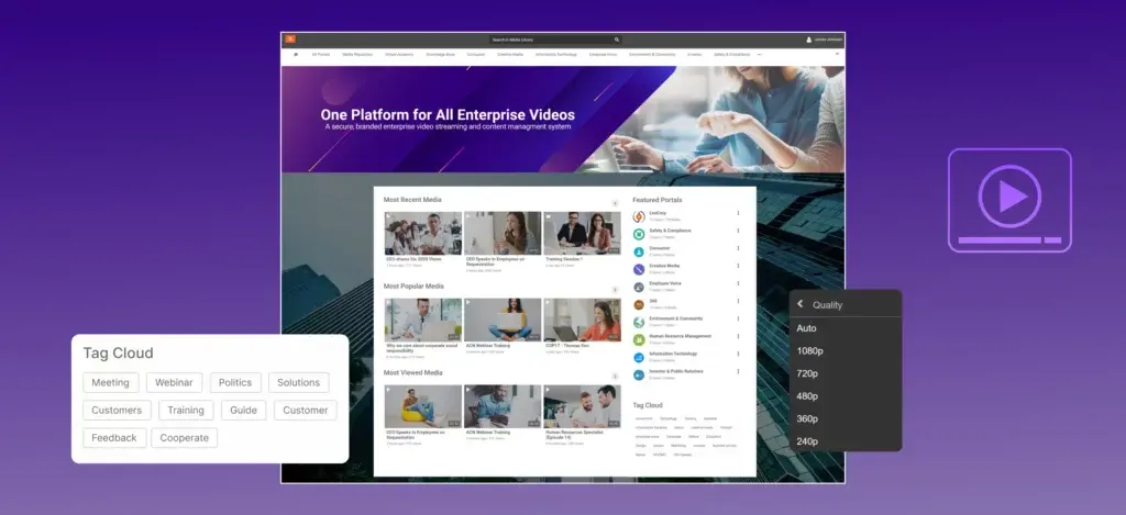 A portal of EnterpriseTube video platform