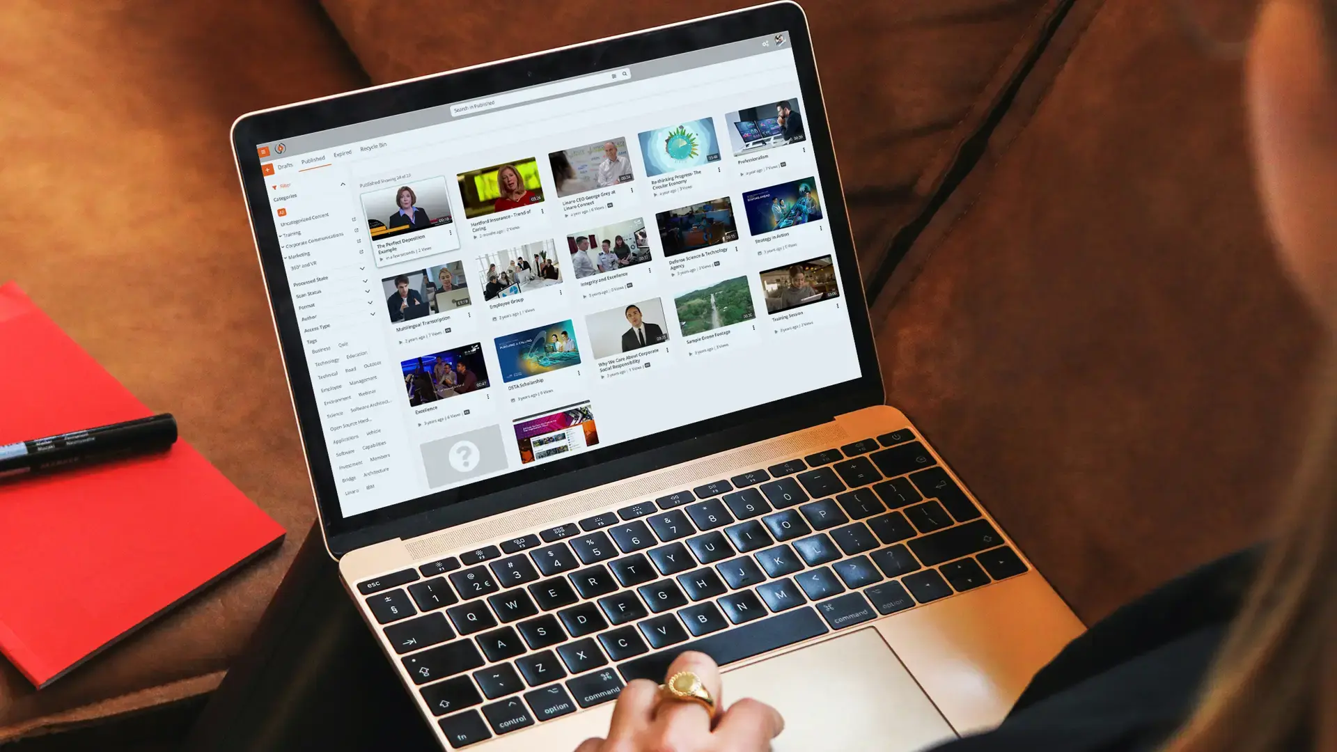a person organizing and consolidating enterprise video content