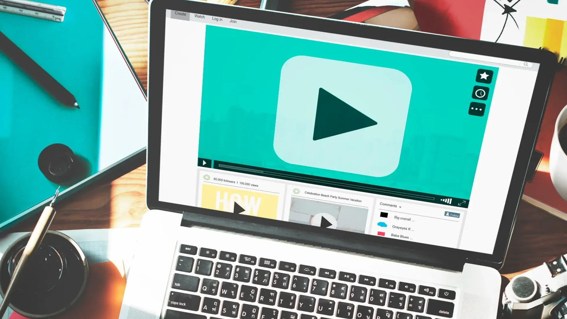an image with a laptop running an Enterprise Video Platform