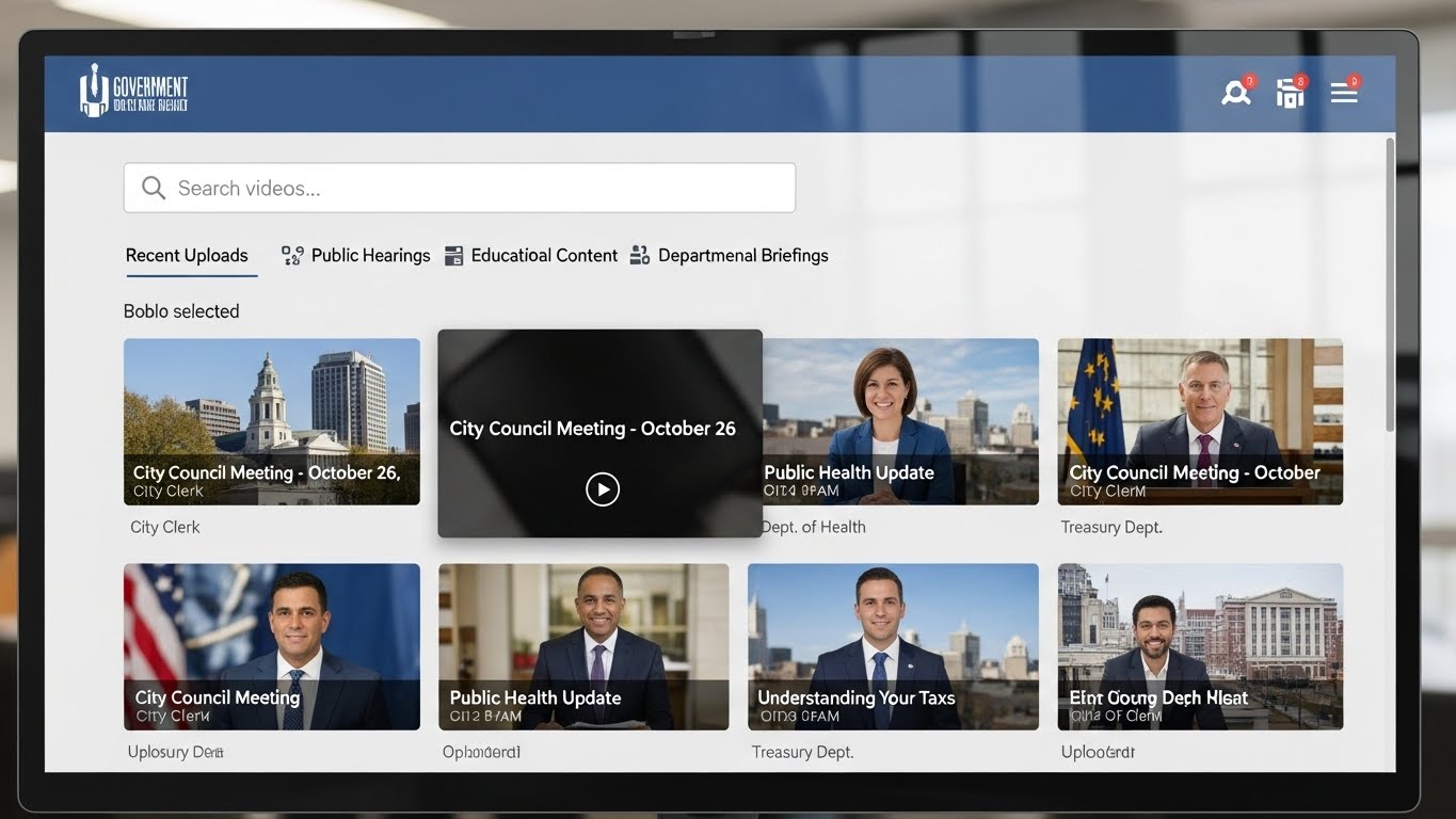 a screenshot of a government enterprise video platform
