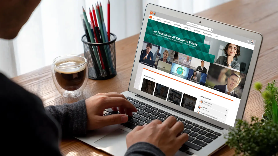 A person using enterprise video platform