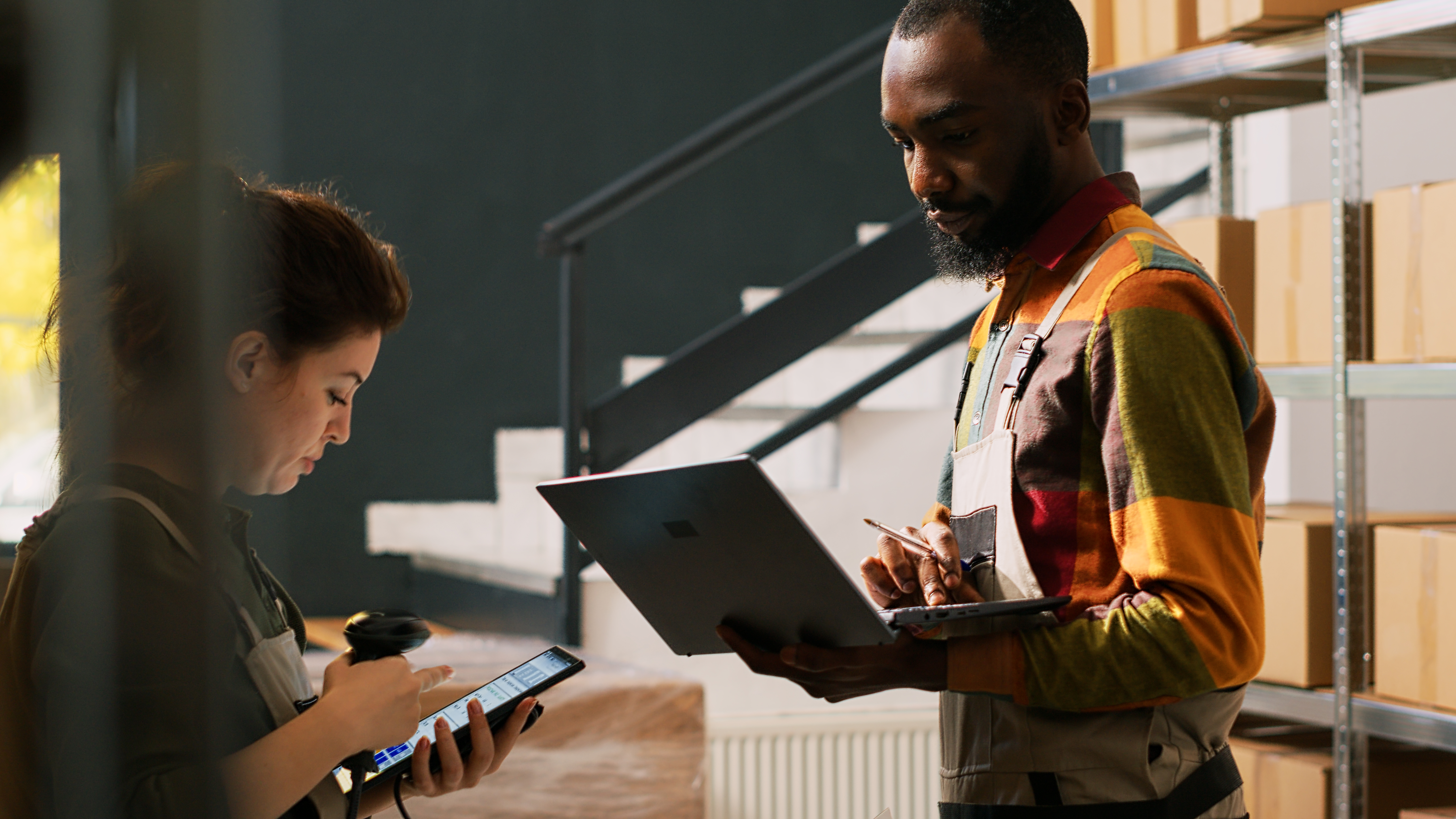 an image of logistics worker using an enterprise video platform