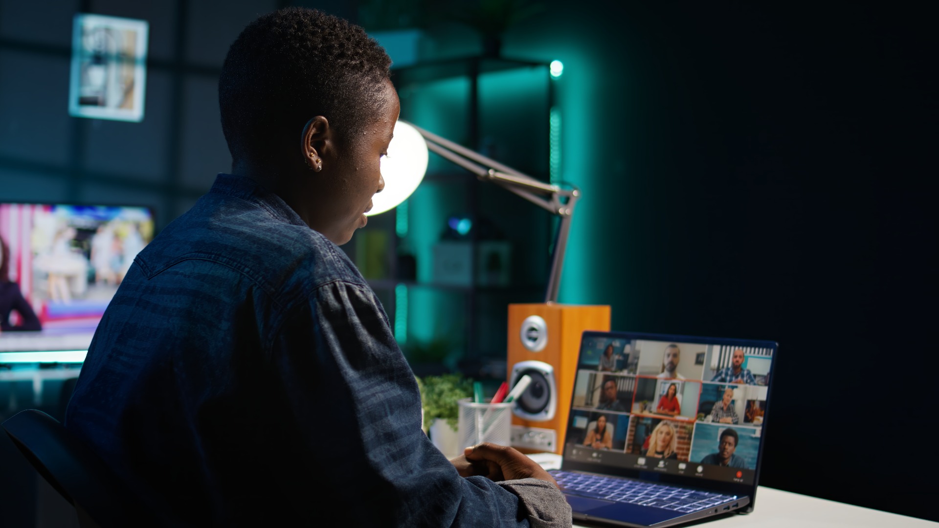 an employee using an enterprise video platform