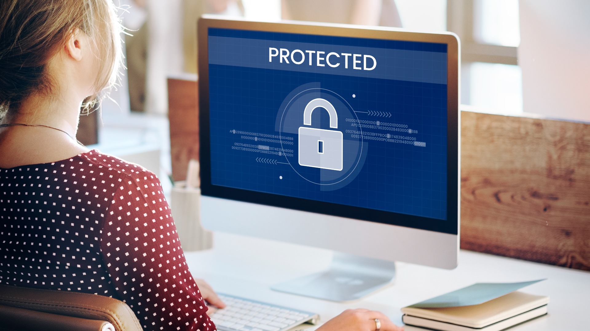 a computer with a lock representing video content security